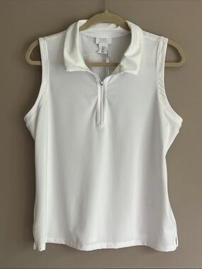 Sigrid Olsen Golf & Tennis White Sleeveless Performance Polo size large